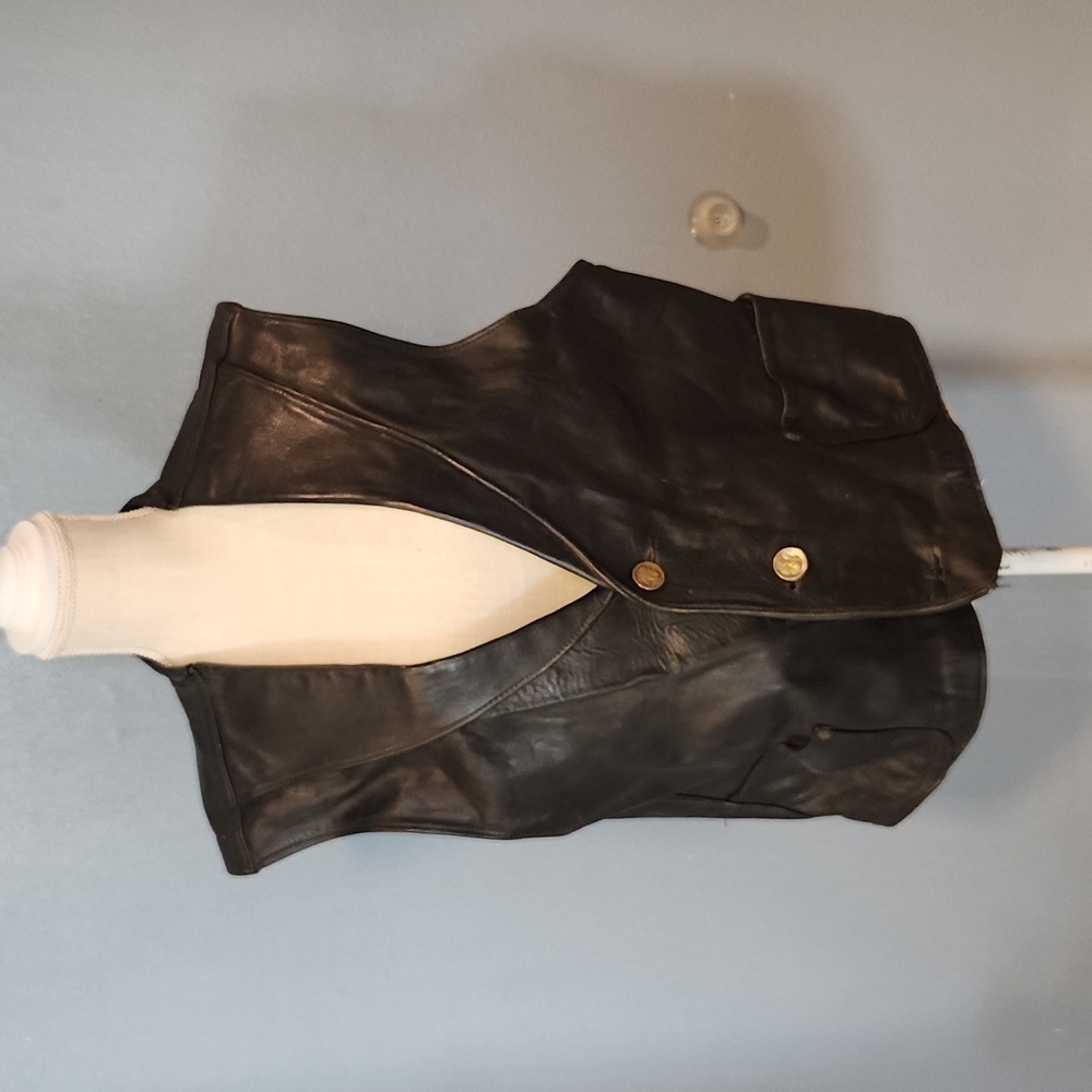 Vintage 90's distressed cosplay western genuine leather motorcycle vest